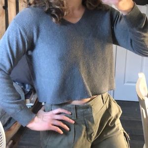 Grey Ella Moss Cropped Sweater